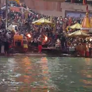 Divine Offering: Ganga Ghat Aarti Ceremony"